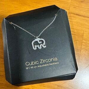 NWT Cubic Zirconia Elephant Pendant Necklace | 18" Adjustable, Gift Boxed